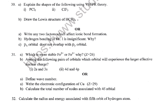 CBSE Class 11 Chemistry Sample Paper Set Y